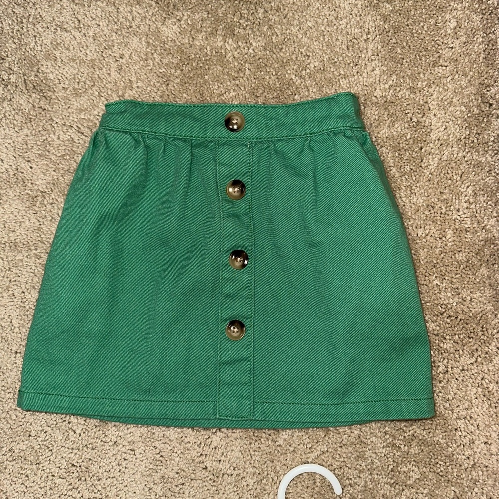 Mini Boden Green Button-Up Skirt